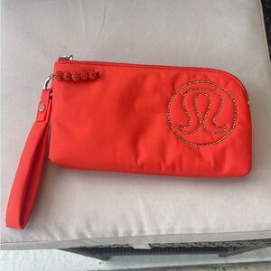 Custom rhinestone lululemon puffy wristlet pouch